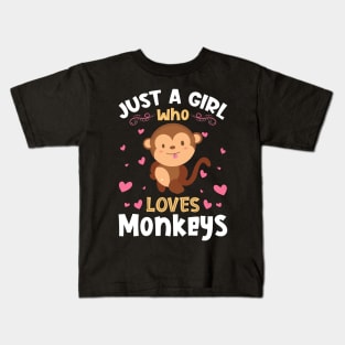 Just a Girl who Loves Monkeys Gift Kids T-Shirt